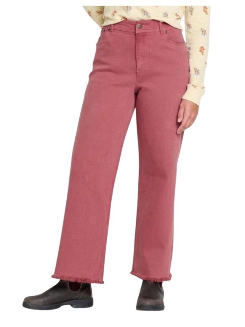 Toad&Co Balsam Seeded Cutoff Pants Rose Size 8 High Rise Frayed Hem outdoor